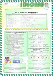 English Worksheet: VOCABULARY ENHANCEMENT: IDIOMS