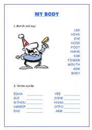 English Worksheet: MY BODY