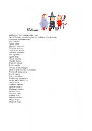 English worksheet: Halloween Vocabulary English - Italian