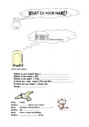 English Worksheet: what is your name?