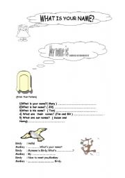 English worksheet: what is your name?