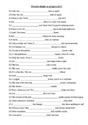 English Worksheet: Present simple or progressive