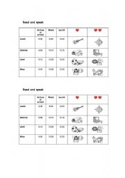 English worksheet: school subjects-read and speak