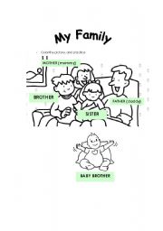English Worksheet: Family, shapes, numbers