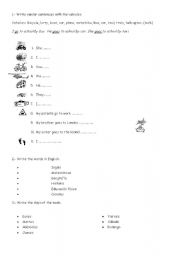 English worksheet: vehicles and clothes