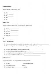 English worksheet: present countinuos and past simple