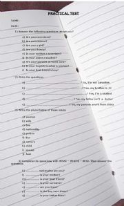 English worksheet: Practical Test