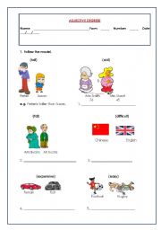 English worksheet: adjectives