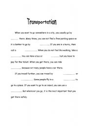 English worksheet: transportation