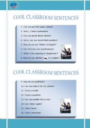 English Worksheet: COOL CLASSROOM SENTENCES