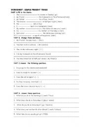 English Worksheet: simple present tense