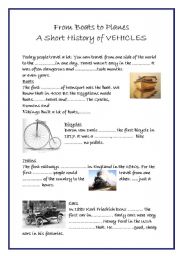 THE STORY OF VEHICLES -- Simple past gap fill + KEY (3pages, editable)