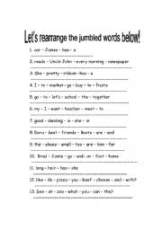 English Worksheet: jumbled words