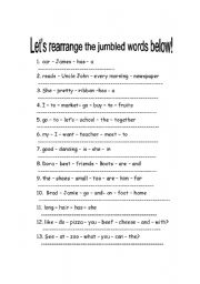 English worksheet: jumbled words