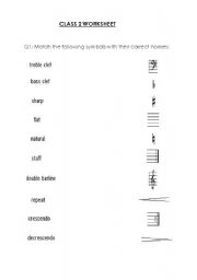 English worksheet: Grade 2 Music worksheet