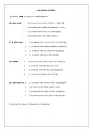 English worksheet: JOB ACTIVITIES 