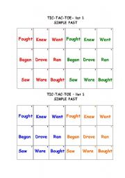 English worksheet: TIC TAC TOE ( SIMPLE PAST)