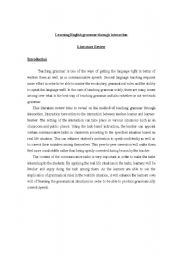 English worksheet: learning English grammar thorugh interaction