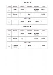English worksheet: timetable