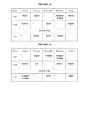English Worksheet: timetable