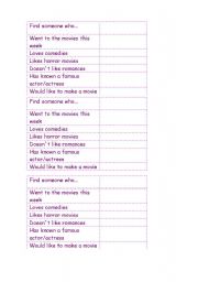 English Worksheet: Find somebody who... ( movies)