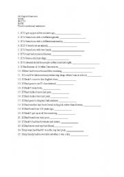 English Worksheet: Third Contidional