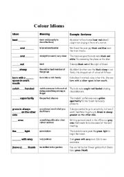 English Worksheet: Color idioms