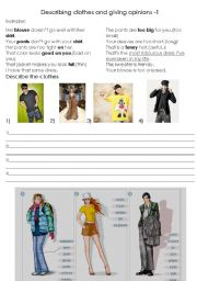 English Worksheet: describing clothes and gicing opinions