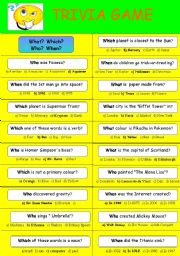 English Worksheet: TRIVIA GAME