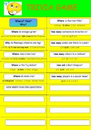 English Worksheet: TRIVIA GAME 1