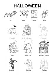English Worksheet: Halloween Pictures