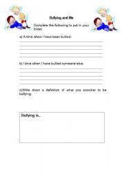 English Worksheet: Bullying and Me