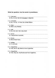 English worksheet: Questions