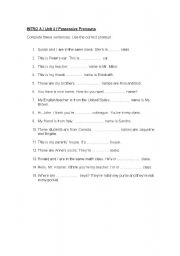 English worksheet: posessives pronouns