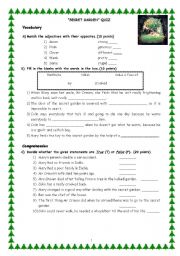 English Worksheet: secret garden quiz