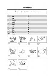 English worksheet: SCRAMBLE ANIMALS