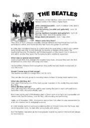 English Worksheet: the beatles