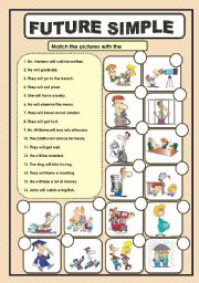 English Worksheet: FUTURE SIMPLE - MATCHING