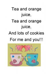 English Worksheet: tea time chant - part 2