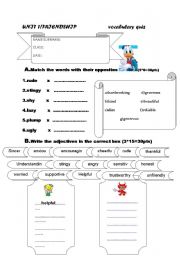 English Worksheet: a vocabulary quiz for the 8th grade Turkish Ss(SPOT ON UNIT1)...page1