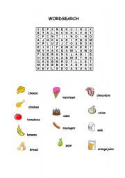 English Worksheet: Food Wordsearch