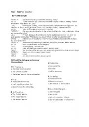 English worksheet: reported speech