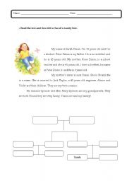 English Worksheet: Sarahs family tree