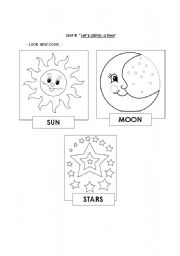 English Worksheet: sun, moon and stars