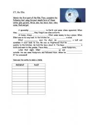 English Worksheet: ET, the film. Past Simple 