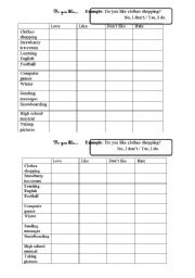 English worksheet: Do you like?