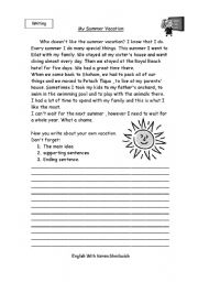 English Worksheet: my summer vacation