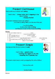 English worksheet: Present Simple and Continuous