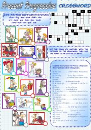 Present Continuous Tense (Exercises and Crossword)