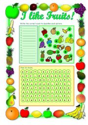 English Worksheet: I LIKE FRUITS!